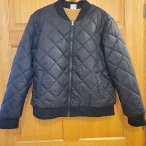 Quilted Reversible Bomber Jacket|Black|Women's Large|LIKE NEW-Never Worn